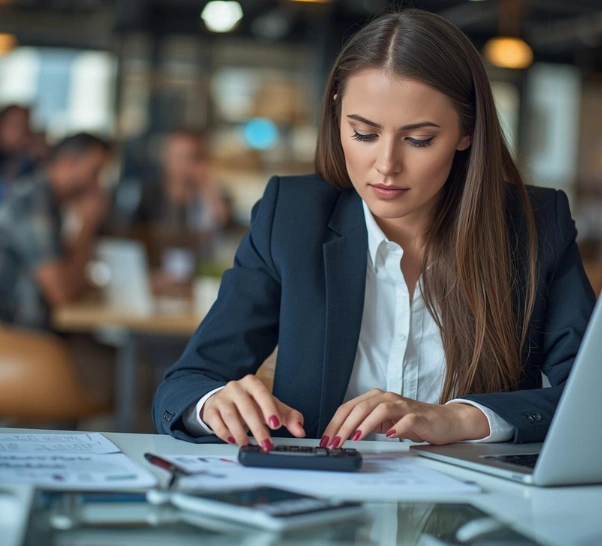 Unternehmerin überprüft ihre Kalkulation