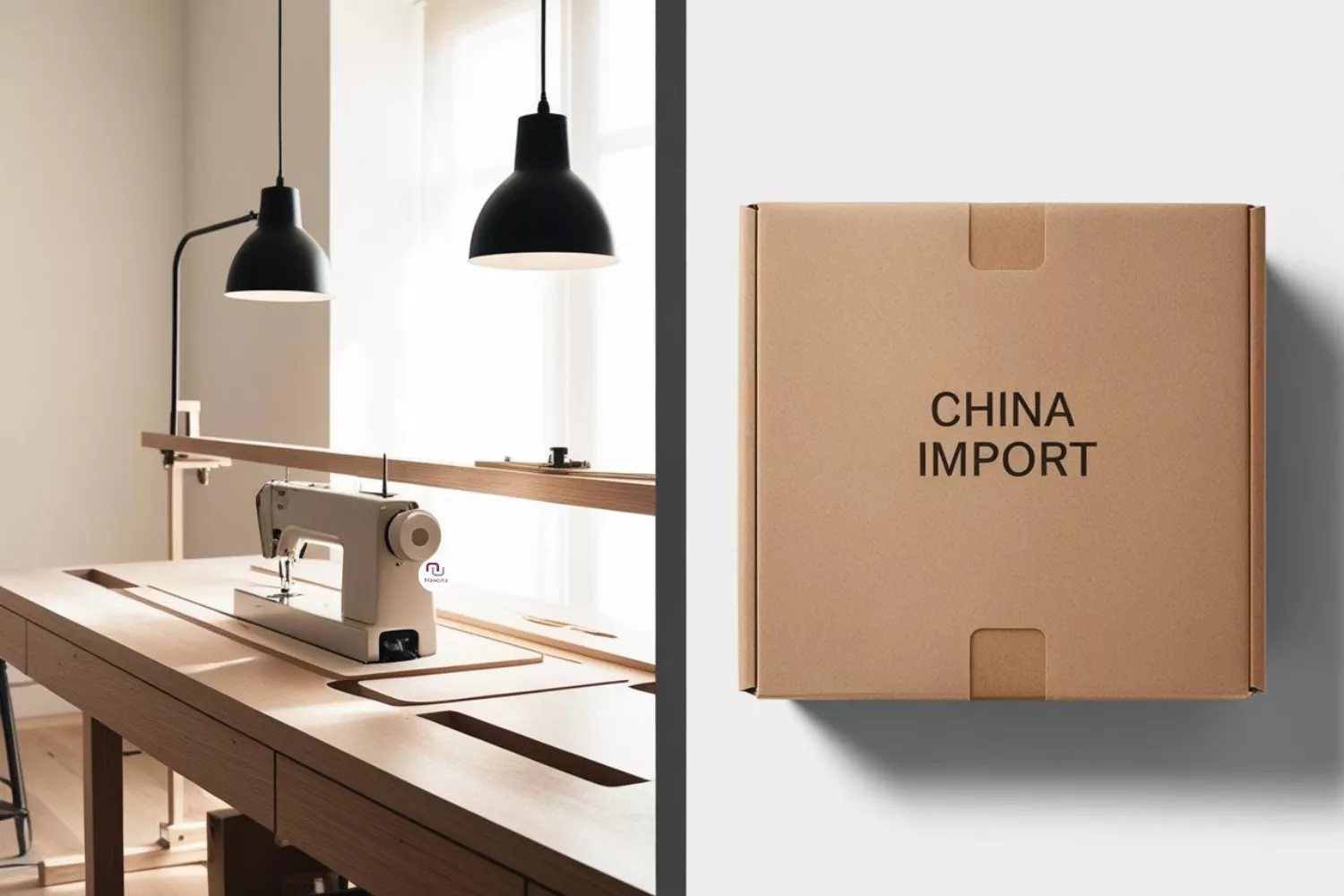 Moderner Handmade-Arbeitsplatz vs. Paket mit China Import
