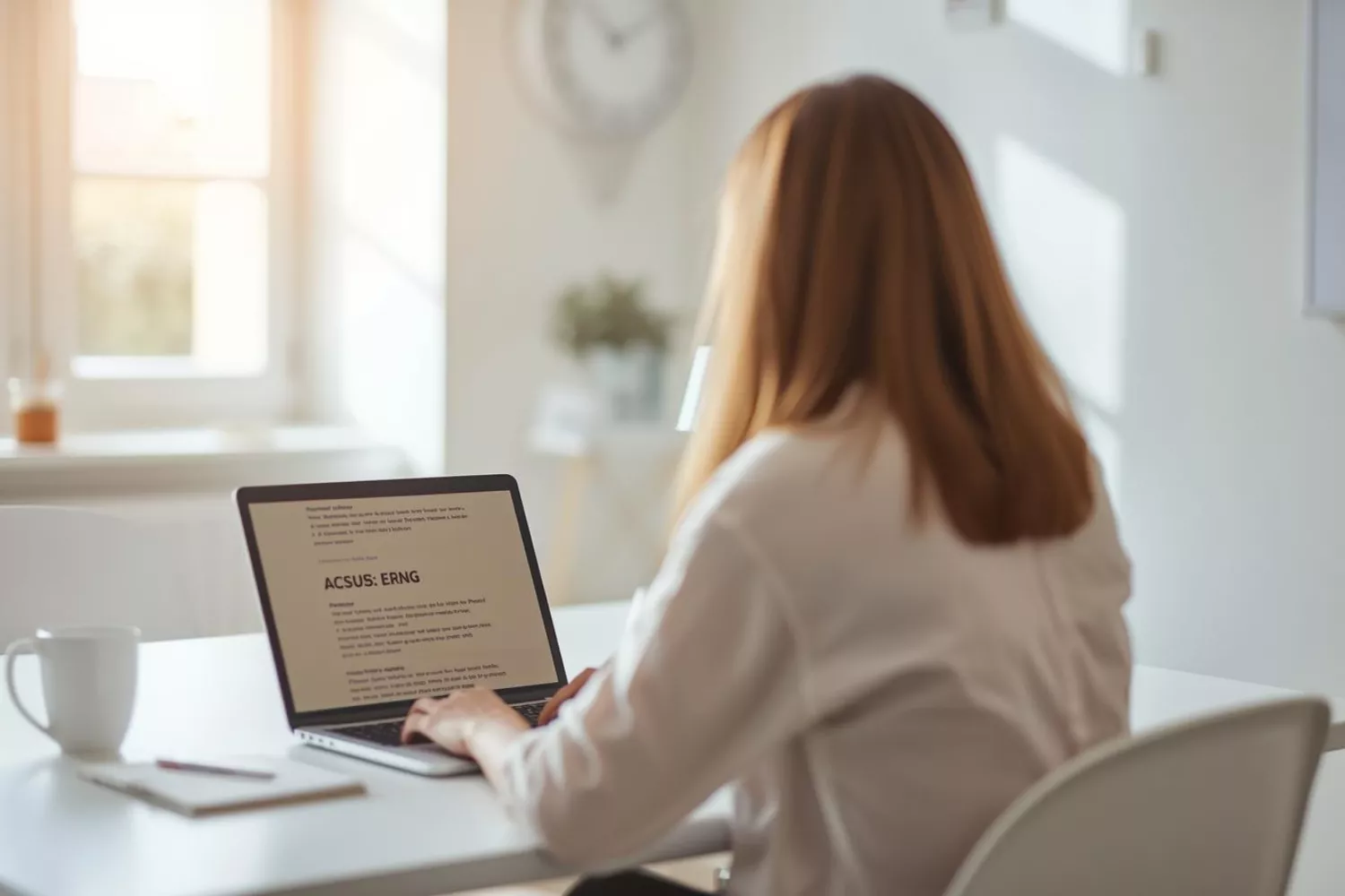 Soloselbstständige/Kleinstunternehmerin arbeitet am Laptop an ihrer barrierefreien Website
