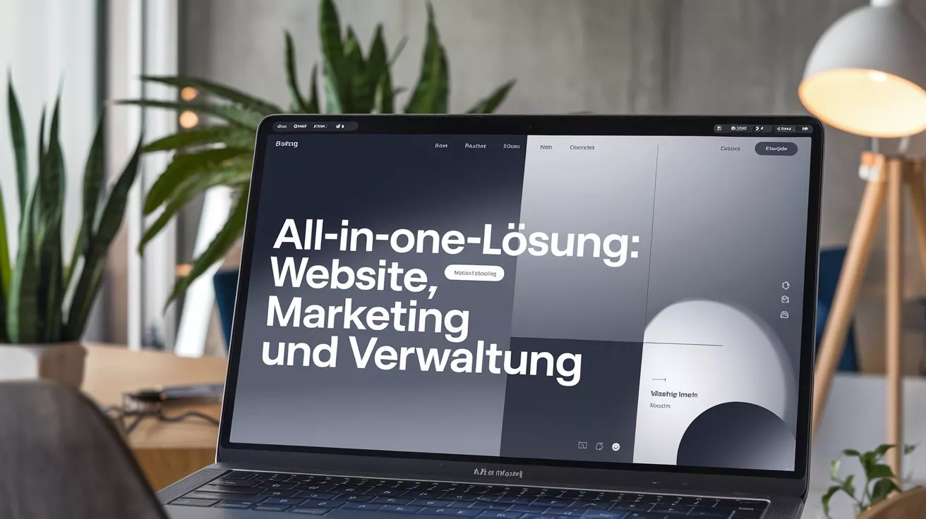 All-in-One-Lösung wird auf deiner Website mittels Laptop betrachtet.