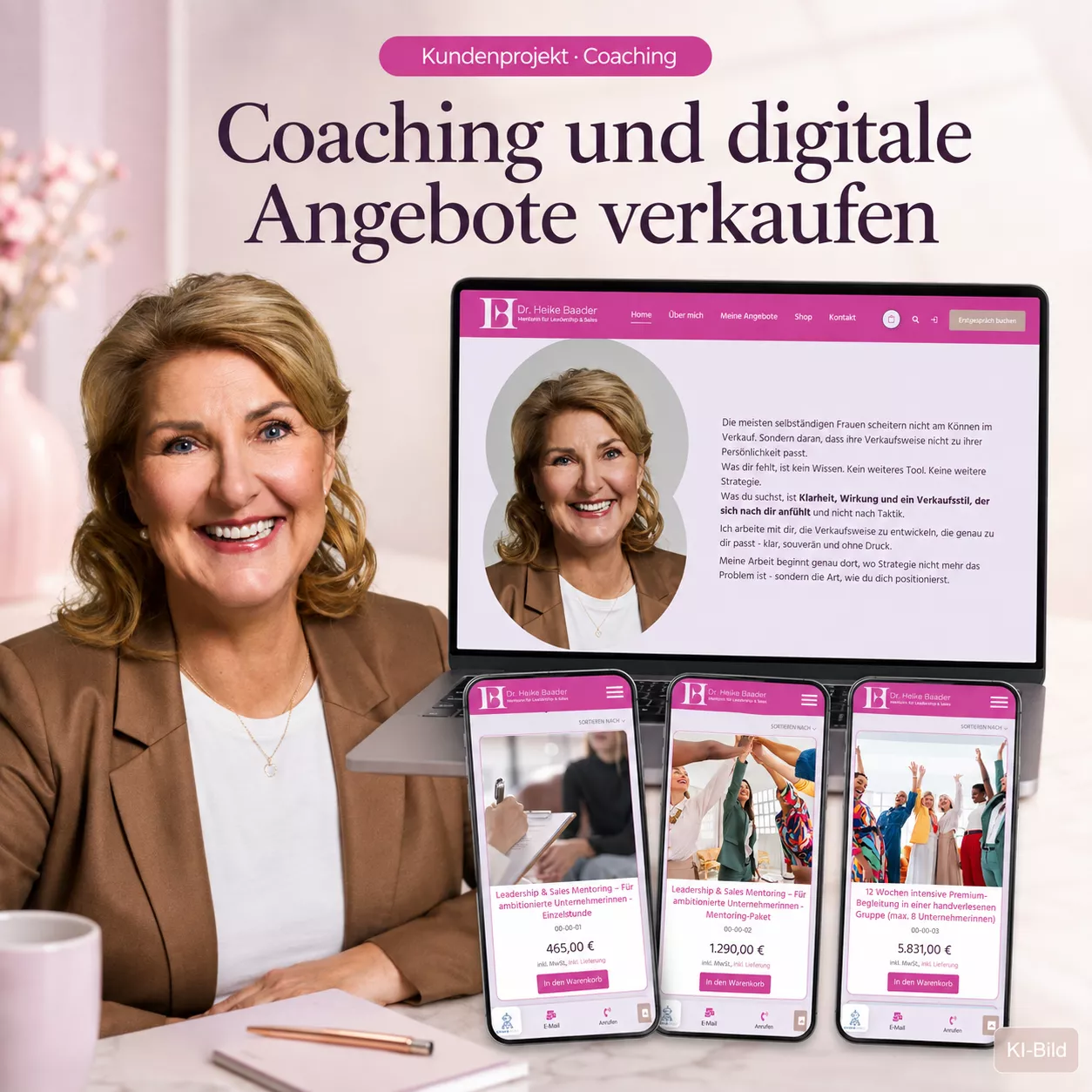 Kundenprojekt Dr. Heike Baader – Coaching und digitale Angebote verkaufen