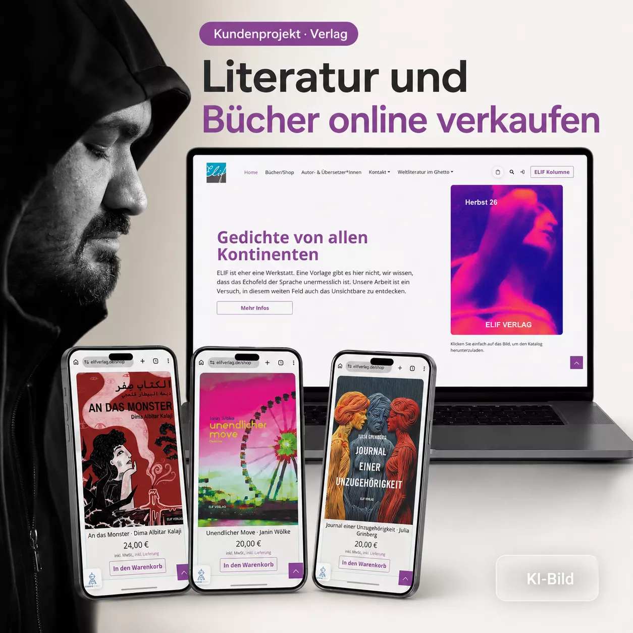 Kundenprojekt ELIF Verlag – Literatur und Bücher online verkaufen