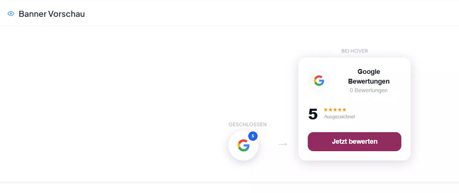 Local Boost Widget-Vorschau für Website