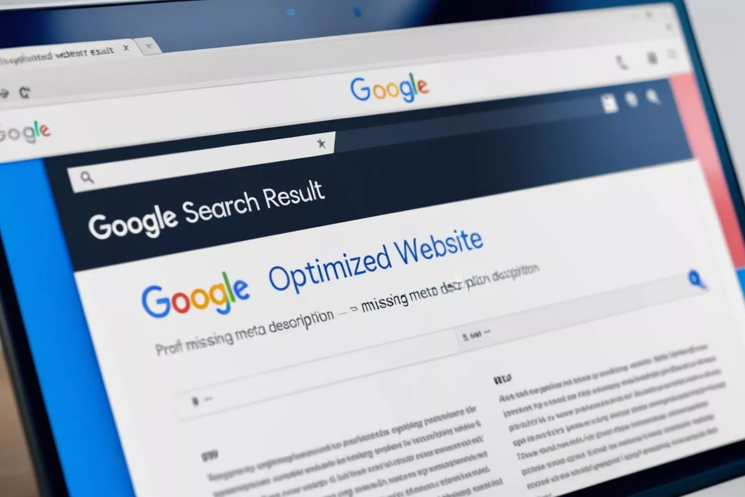 Google zeigt eine schlecht optimierte Website