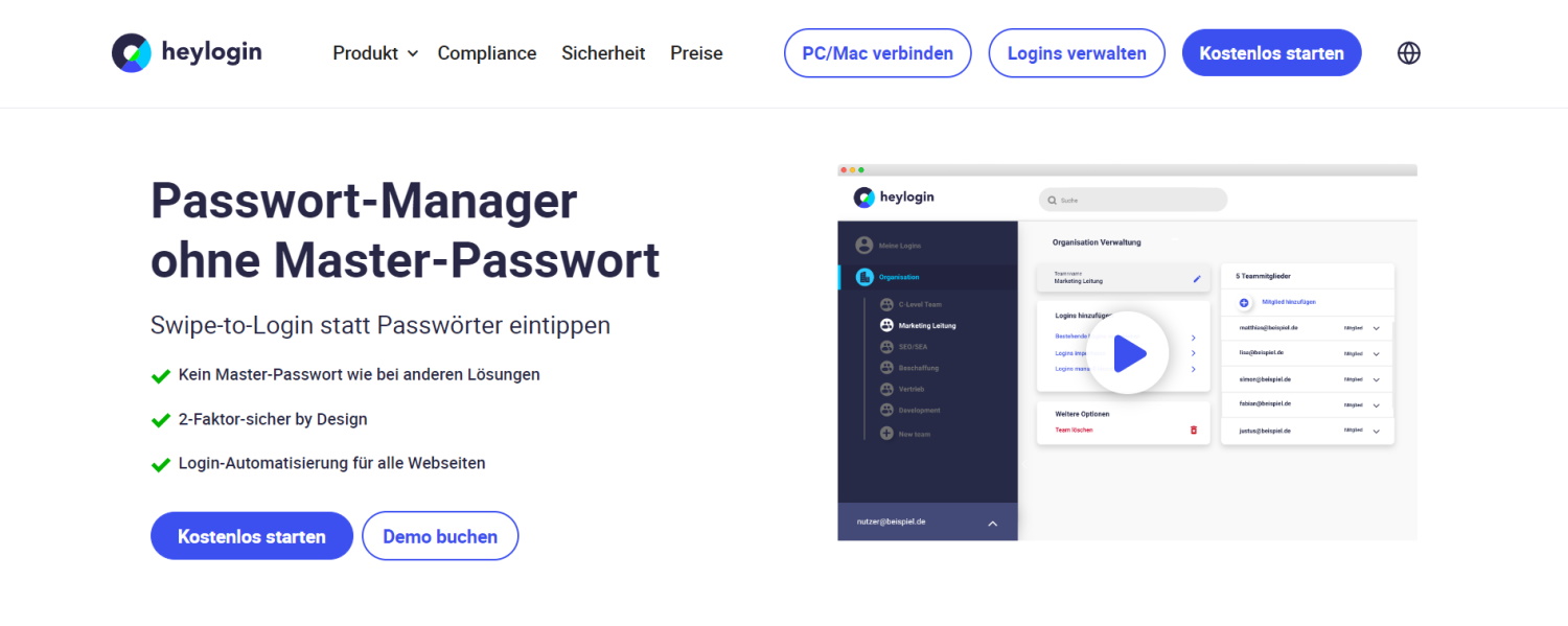 Passwort Manager ohne Masterpasswort - das ist heylogin