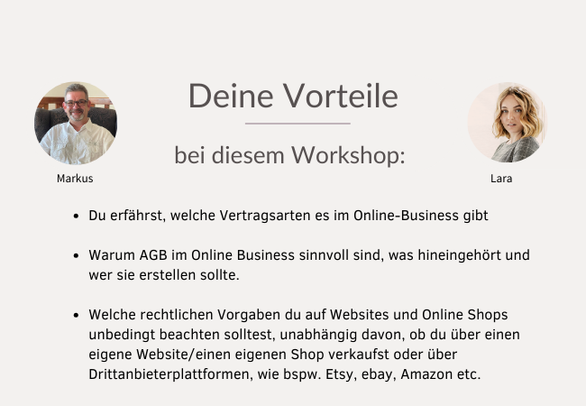 Vorteile des Workshops mit Lara und Markus